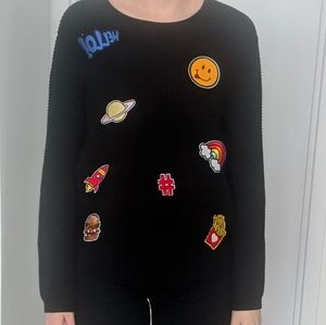 Black Emoji Patches Sweater